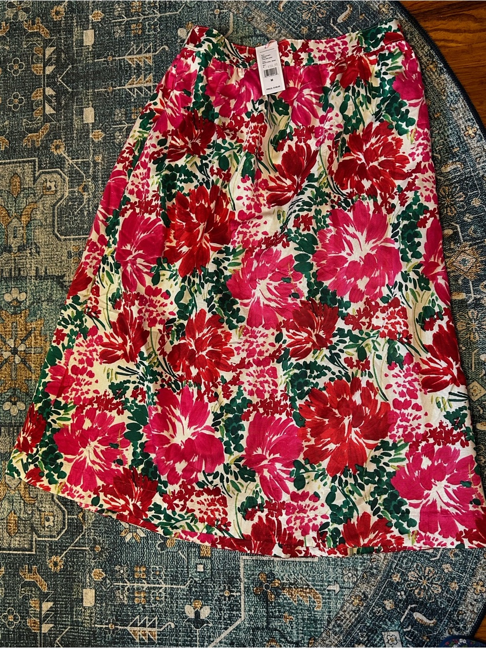 Vineyard Vines Pink & Red Floral A-Line Skirt